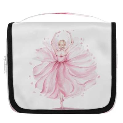 Süße Ballerina-Reise-Kulturbeutel für Damen, Herren, Kinder, Mädchen, Jungen, Ballerina-Make-up-Kosmetiktasche, hängende Kulturbeutel, Toilettenartikel, Organizer, Duschtasche, farbe, 4.5 L, von WowPrint