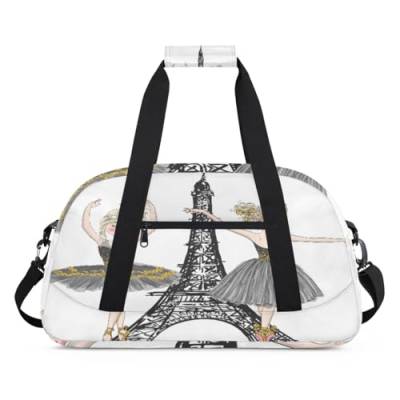 Turm Eiffel Ballett Mädchen Kinder Duffel Taschen für Mädchen Jungen, Übernachtung Weekender Reisetasche 24L Sport Gym Duffel Bag Praxis Tote Tragetasche, farbe, (24L) UK, Taschen-Organizer von WowPrint