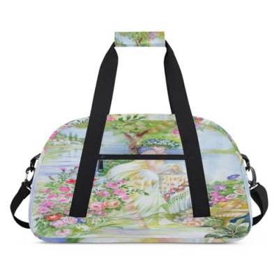 Wasserfarbe Blume Frau Kinder Duffel Taschen für Mädchen Jungen, Frau Übernachtung Weekender Reisetasche 24L Sport Gym Duffel Bag Praxis Tote Tragetasche, farbe, (24L) UK, Taschen-Organizer von WowPrint