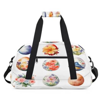 Wasserfarbe Blume Ostereier Kinder Duffel Taschen für Mädchen Jungen, Übernachtung Weekender Reisetasche 24L Sport Gym Duffel Bag Praxis Tote Tragetasche, farbe, (24L) UK, Taschen-Organizer von WowPrint