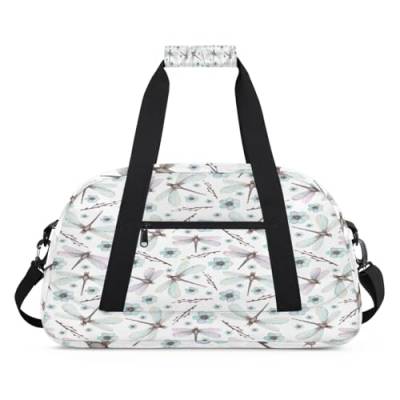 Wasserfarbe Libelle Blume Kinder Duffel Taschen für Mädchen Jungen, Libellenmuster Übernachtung Wochenender Reisetasche 24L Sport Gym Duffel Bag Praxis Tote Tragetasche, farbe, (24L) UK, von WowPrint