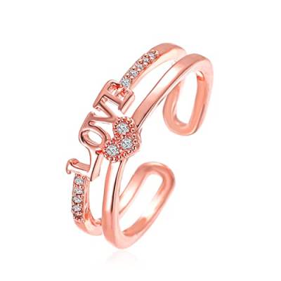 Verstellbarer Ring mit Öffnung Verlobung Runde Schnitt Zirkone Frauen Eheringe Schmuck Ringe für Frau Ringe Nein, rose gold, Einheitsgröße, Verstellbar, rund von XNBZW