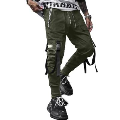 XYXIONGMAO Herren Jogger Pants Techwear Hip Hop Haremshose Streetwear Tactical Track Pants, Grün , Groß von XYXIONGMAO