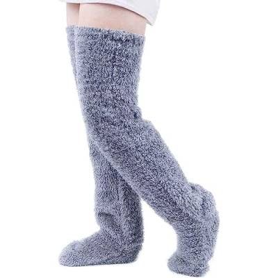 Xiangdanful Kuschelsocken Damen Plüsch Overknee Socken Flauschig Winter warme Socken Teddy Fleece Overknee Strümpfe Weiche Knee High Socks für Herbst Winter Haussocken Wintersocken Kniestrümpfe von Xiangdanful