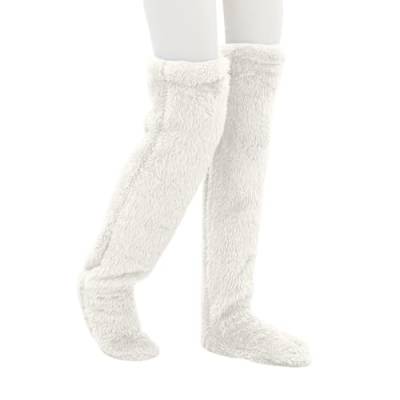 Xiangdanful Kuschelsocken Damen Plüsch Overknee Socken Flauschig Winter warme Socken Teddy Fleece Overknee Strümpfe Weiche Knee High Socks für Herbst Winter Haussocken Wintersocken Kniestrümpfe von Xiangdanful