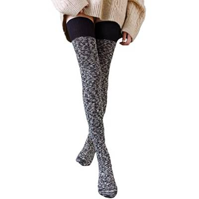 YAMEE Kniestrümpfe Damen Overknee Strümpfe,Damen Winter Strickstrümpfe Overknee,Gestrickte Strümpfe Oberschenkel hohe,Klassische Frauen Lange Socken Retro von YAMEE