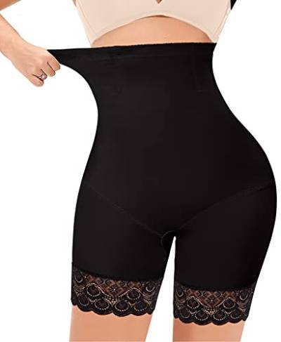YARRCO Bauchweg Unterhose Damen Shapewear Spitze Miederhose Figurformende Unterwäsche Hohe Taille Miederpants (Schwarz, 3XL) von YARRCO