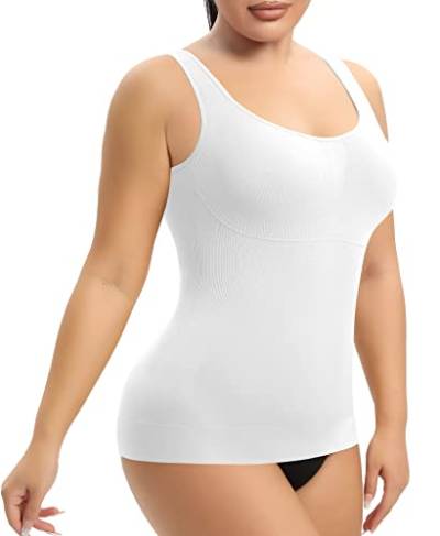 YARRCO Damen Shape Unterhemd Bauchweg Hemdchen Shapewear Trägertop Shaping BH Hemd Formendes Top Body Shaper Nahtloses Figurformendes Tanktop (Weiß, L) von YARRCO