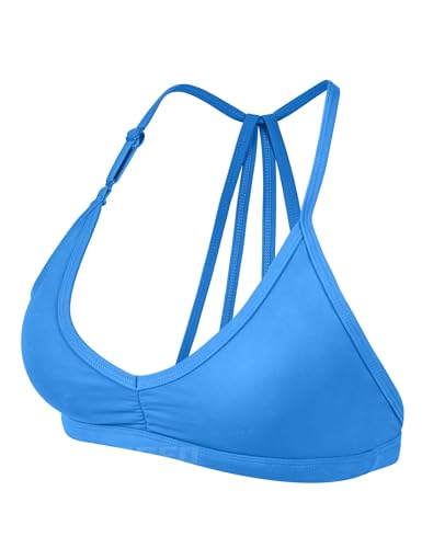 YEOREO Sport BH Damen Abnehmbare BH Träger Geschrumpft Top Gepolstert Rückenfrei Fitness Bra Sport Top mit Mittlerem Halt Blue S von YEOREO