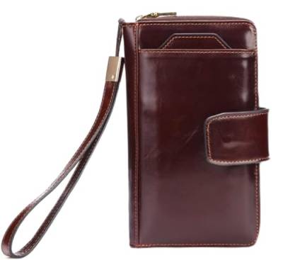 YIHANSS Brieftasche Herren Clutch Bag Große Kapazität Reißverschlusstasche Vintage Öl Wachs Leder Handytasche Geldbörse von YIHANSS
