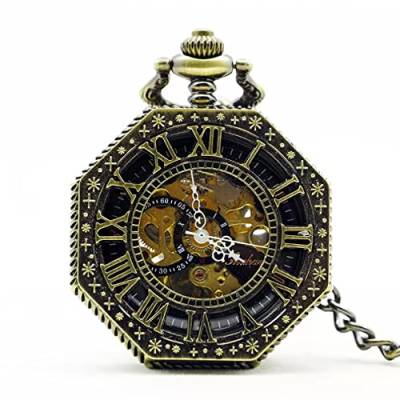 Steampunk Handaufzug Vintage Mechanische Taschenuhr Skelett Schwarz Weiß Zeiger Fob Herrenuhr Mit Kette Römische Zahlen Geschenk Hochzeitstag Vatertag Weihnachten Geburtstagsgeschenk von YINGMUZI