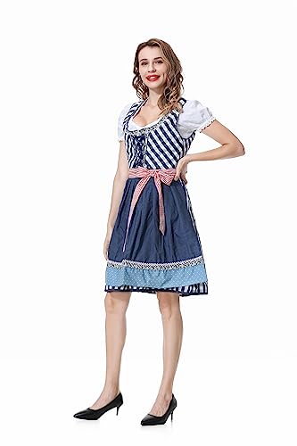 YIYUANIJI Dirndl, Dirndl Damen Midi Trachtenkleid, Trachtenmode, Dreiteiliges Set: Kleid, Oberteil und Schürze. For Oktoberfest, Karneval, Special Occasions von YIYUANIJI