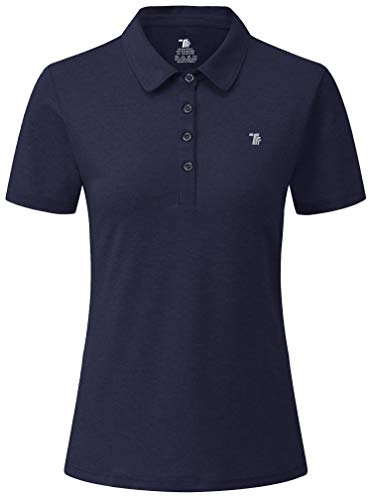 YSENTO Damen Golf Poloshirt Kurzarm Polohemd Schnelltrocknend Atmungsaktiv Sport Tennis Lady-Fit T-Shirts(Marine,2XL) von YSENTO