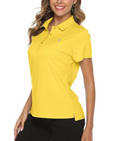 YSENTO Damen Golf-Shirts Dry Fit Kurzarm Feuchtigkeitstransport Poloshirts, gelb, Mittel von YSENTO