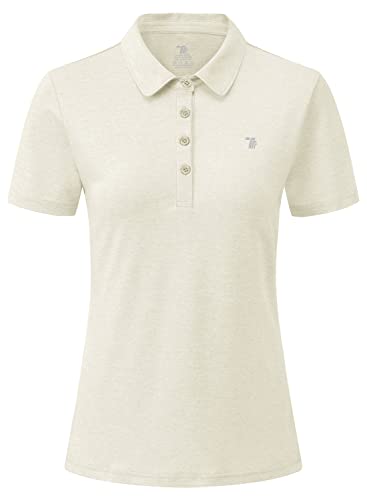 YSENTO Damen Poloshirt Kurzarm Golf Shirt Leicht Polohemd Atmungsaktives Sport Oberteil Funktion Tennis Shirt(Beige,3XL) von YSENTO