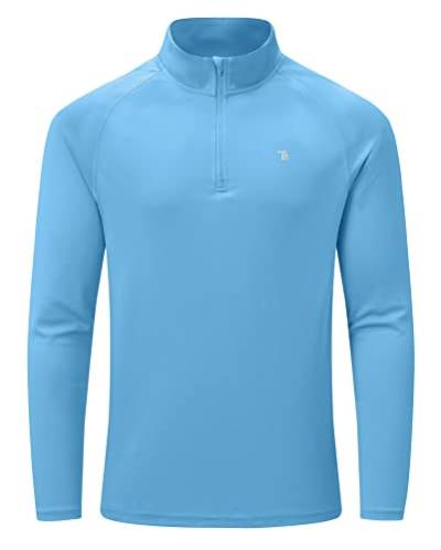 YSENTO Herren Langarmshirt Sport Laufshirt 1/4 Zip Trainingsshirt Funktionsshirt Gym Jogging Top Atmungsaktiv Wandershirts(Mittelblau,XL) von YSENTO
