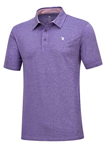 YSENTO Herren Poloshirt Casual Polohemd Regular Fit Basic Freizeit Einfarbig Kurzarm Tshirt Tops für Sport(Lila,L) von YSENTO