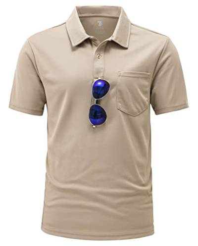 YSENTO Herren Poloshirts Kurzarm Polohemd T Shirts Golf Polo Slim Fit Tennis Polo T-Shirts mit Tasche(Khaki,S) von YSENTO