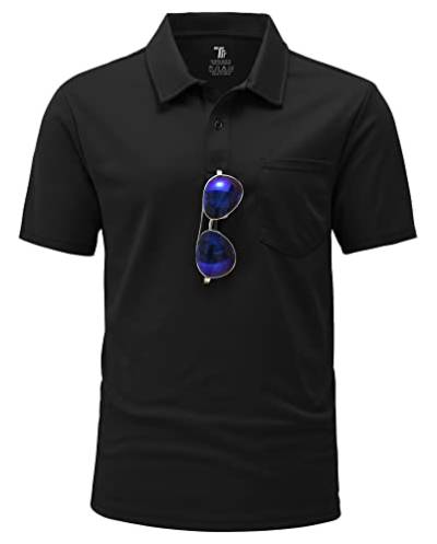YSENTO Herren Poloshirts Kurzarm Polohemd T Shirts Golf Polo Slim Fit Tennis Polo T-Shirts mit Tasche(Schwarz,S1) von YSENTO