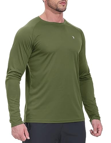 YSENTO Herren Rashguard UPF 50+ UV Schutz Shirt Schnell trocknen Leichter Sonnenschutz Langarm Funktions Schwimmshirt(Grün,M) von YSENTO