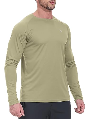 YSENTO Herren Rashguard UPF 50+ UV Schutz Shirt Schnell trocknen Leichter Sonnenschutz Langarm Funktions Schwimmshirt(Khaki,XL) von YSENTO