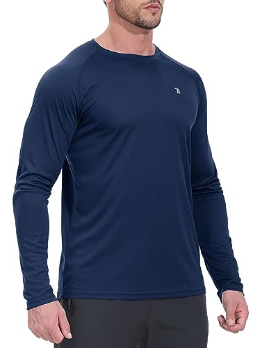 YSENTO Herren Rashguard UPF 50+ UV Schutz Shirt Schnell trocknen Leichter Sonnenschutz Langarm Funktions Schwimmshirt(Marine,L) von YSENTO