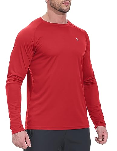 YSENTO Herren Rashguard UPF 50+ UV Schutz Shirt Schnell trocknen Leichter Sonnenschutz Langarm Funktions Schwimmshirt(Rot,L) von YSENTO