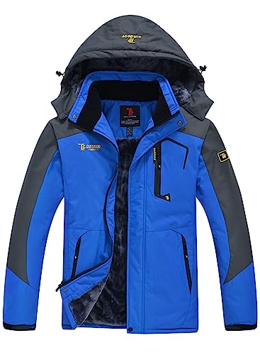 YSENTO Herren Skijacke Winterjacke Softshelljack Wasserdicht Warm Gefüttert Outdoor Funktionsjacke mit Abnehmbarer Kapuze(Blau,S) von YSENTO