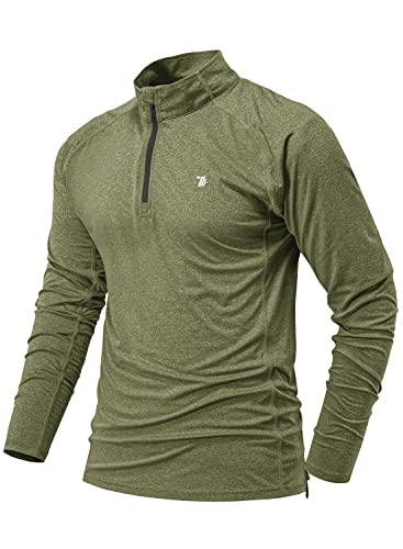 YSENTO Herren Sportshirt Langarm Laufshirt Schnelltrocknend Atmungsaktiv Sweatshirt Golf Trainingsshirt mit Stehkragen(Grün,S) von YSENTO