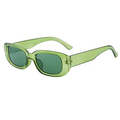 YUELUQU Vintage rechteckige Sonnenbrille modische Retro-Brille mit quadratischem Rahmen Für Damen Herren Mit Uv400 Schutz (Olivgrün) von YUELUQU