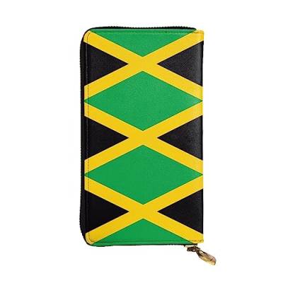 YYHHAOFA Lange Clutch-Geldbörse aus Leder mit Jamaika-Flagge: bequem, leicht, wasserdicht, langlebig, 19 x 10,5 cm, Schwarz, Einheitsgröße von YYHHAOFA