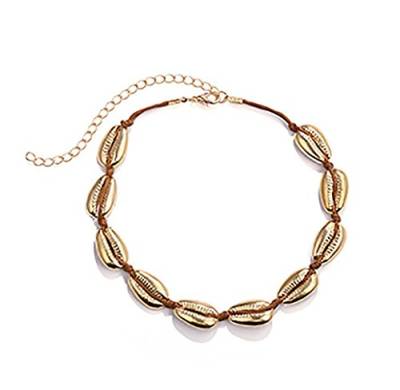 Damen Bohemia Shell String Halskette, Muschelkette, Halskette in Muschelform aus Metall gold von Yakiki