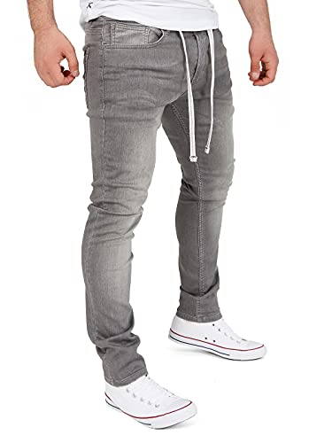 Yazubi Steve - Moderne Hose - Herren Jogging Jeans - Slim Fit Denim Jogginghose - Männer Sweat Hosen, Grau (Brushed Nickel 185102), W32/L34 von Yazubi