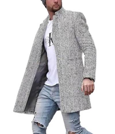 Yesgirl Herren Mantel Wintermantel Lang Wollmantel Slim Fit Herrenmantel Trenchcoat Business Wolle Mantel Freizeit Windbreaker Jacke Cardigan C Grau M von Yesgirl