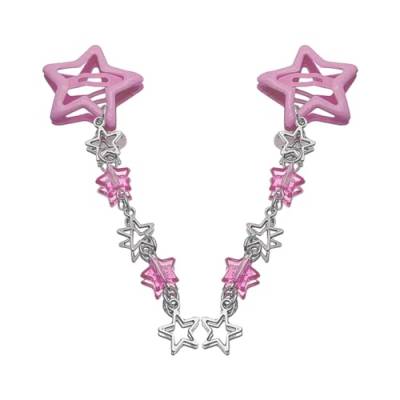 2 trendige Haarspangen aus Legierung, einzigartig mit rosa Sternen, Perlenanhänger für Damen und Kinder, Haarnadeln für Frauen von Yfenglhiry
