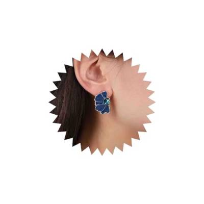 Yheakne Boho Saphir Blumen Ohrstecker Blaue Edelstein Ohrstecker Vintage Emaille Blaue Blume Ohrringe Große Halbe Blume Blaue Ohrringe Schmuck Für Frauen Und Mädchen von Yheakne