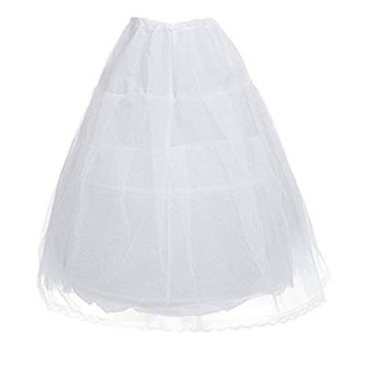 YiZYiF 2 Ringe Kinder Reifrock Mädchen Unterrock Tüll Krinoline Petticoat Rock (Weiß) von YiZYiF
