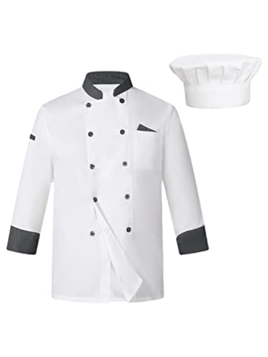 YiZYiF Herren Damen Kochjacke Mütze Set Chef Jacke Gastromützen Kochhaube Bäcker Küche Zuhause Restaurant Hotel Arbeit Uniform Outfit B_Weiß XL von YiZYiF