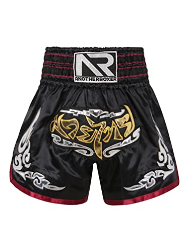 YiZYiF Herren Retro Shorts für Kickboxen Muay Thai K1 oder Jede Art von Kontaktsportarten Schwarz&Rot XL von YiZYiF