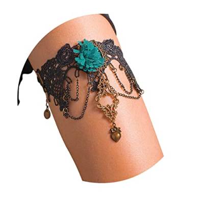 Yienate Gothic Spitze Armkette Strumpfbänder Sexy Armring Armband Grüne Blume Anhänger Arm Ärmel Braut Brautjungfer Tattoo Hand Schmuck für Frauen und Mädchen von Yienate