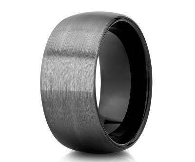 10mm Ehering, Gunmetal Ehering, Hartmetall Ring, Verlobungsring, Verlobungsring, Verlobungsring, Einzigartiges Tungsten Band von YorksJewelryDesign