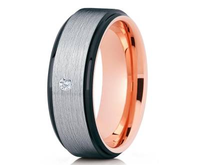 Diamant Ehering Schwarz Hartmetall Ring Jahrestag Verlobungsring Unikat von YorksJewelryDesign