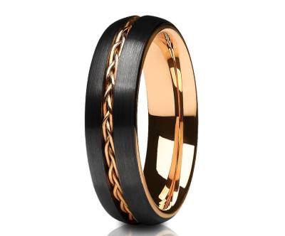 Geflochtener Wolfram Ring, Ehering, Hartmetall Jahrestag Verlobungsring, Einzigartiges Band, Männer & Frauen, Comfort Fit von YorksJewelryDesign