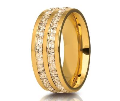 Gelbgold Titan Ehering, Damen Ring, 8mm Jubiläumsring, Verlobungsring, Cz Ring von YorksJewelryDesign