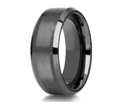 Gunmetal Ehering, Ehering Mann, 8mm Hartmetall Ring, Verlobungsring, Einzigartiger Band von YorksJewelryDesign
