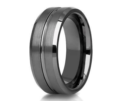 Gunmetal Ehering, Wolfram Hartmetall Ring, Jahrestag Männer Comfort Fit von YorksJewelryDesign