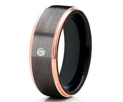 Gunmetal Wedding Band Brush Tungsten Ring Jubiläumsring Unikat Hochzeitsband Carbide von YorksJewelryDesign