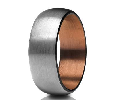 Herren Ehering, Einzigartiger Wolfram Ring, Jahrestag Kupfer Matte Veredelung Schwarzer Grauer Ring von YorksJewelryDesign