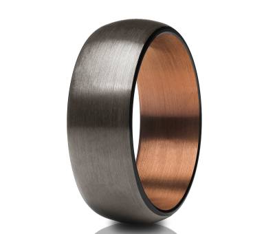Kupfer Ehering, Schwarzer Wolfram Ring, Hochzeitsring, Verlobungsring, Verlobungsring, Hartmetall Ring von YorksJewelryDesign