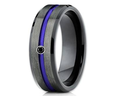 Schwarzer Diamant Ehering, Gunmetal Ehering, Hartmetall Ring, 8mm Ehering, 6mm Ehering, Comfort Fit Ring von YorksJewelryDesign